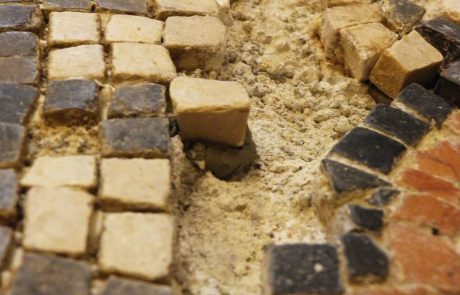 Close up of a mosaic during the restoration process
