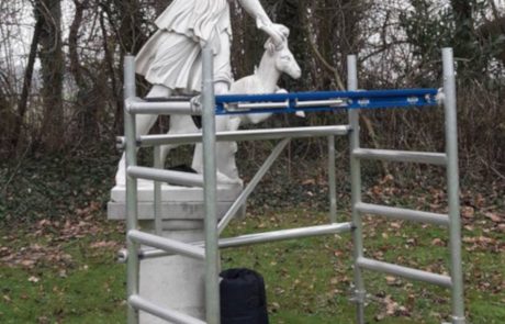 On-site conservation of a sculpture of Diana the Huntress